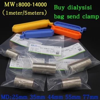 1meter/5meters laborator MW8000-14000 dializă sac, MD25/34/44/55/77mm dializă tub, celuloză Regenerată dializă sac