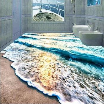 beibehang podele, de perete de hârtie murală Plaja blue sea valuri de apă non-alunecare rezistent la apa îngroșat pvc autoadezive rola tapet