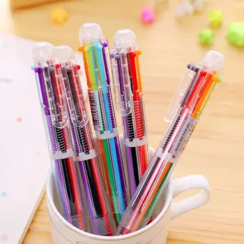 6 Culori de Presă Pix Multi-culoare Pixuri Scris Stilou Papetărie Creative Creative Rechizite Școlare