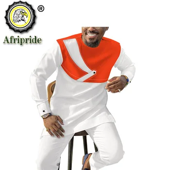 Africa de Barbati Stabilită de Îmbrăcăminte pentru Bărbați Dashiki Tinutele Ankara Tricouri și Pantaloni 2 Bucata Costum Tribal Tinuta Slim Fit Plus Dimensiune S2016016