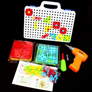 1 BUC Burghiu Electric Șuruburi Puzzle Asamblat Mozaic de Proiectare Constructii Jucarii Copii Burghiu Jucarii Baiat Pretinde a Juca Jucărie Puzzle-uri de Jucărie
