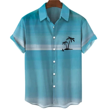 2022 Copac de nucă de Cocos Camasi de Lux pentru Bărbați Cămăși Hawaiiene 3d Imprimate Scurt cu Maneci Supradimensionate Plaja Bluza de Moda Topuri Haine pentru Barbati