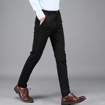 Noi, De Înaltă Calitate Stretch Pantaloni De Creion Bărbați Stil Coreean Grupa De Marfă Casual Direct All-Meci Simplu De Bază De Culoare Solidă Pantaloni Sex Masculin