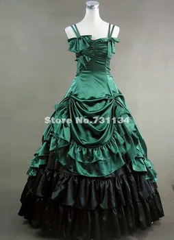 Fierbinte Vânzător Verde Southern Belle Perioada Victoriană Satin Rochie De Bal Rochie De Reconstituire Îmbrăcăminte Lolita Costum