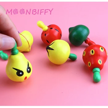 Drăguț Din Lemn Colorat Titirez Fructe Gyro Noutate Interesantă Jucarii Copii Copil Educaționale Montessori Jucărie Clasic