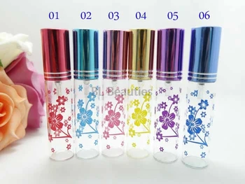 200pcs/lot 10ML Clar Spray Parfum Sticle de Sticlă, Uleiuri Esențiale Sticla Cu Floare de Imprimare Goale, Sticle de Parfum