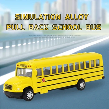 Simulare Inerțiale Aliaj De Autobuz Școlar Model De Jucărie Trage Înapoi Turnat Sub Presiune Jucării Vehicul Pentru Băieți Copii Cadou De Ziua Jucarii Educative