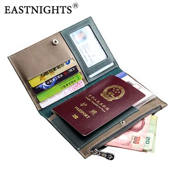 Din Piele Lung Portofel Pașaport Acoperi Titularul Cardului de Credit cu Fermoar portofel