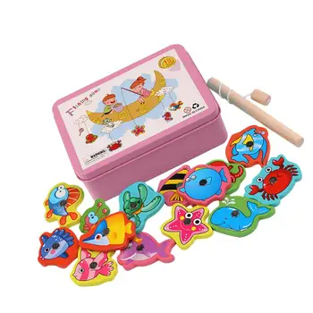 Joc De Pescuit Magnetic Set De Jucării Pentru Copii Prescolari Din Lemn De Pescuit Jucării Devreme Jucarii Educative Pentru Copii De Gradinita Cadou De Crăciun