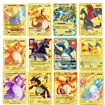 Anime Pokemon 18 Noi Super-Vis GX MEGA Metal Auriu Carte de Personaj de Desene animate de Colectare de Jucării pentru Copii Cadouri de Craciun
