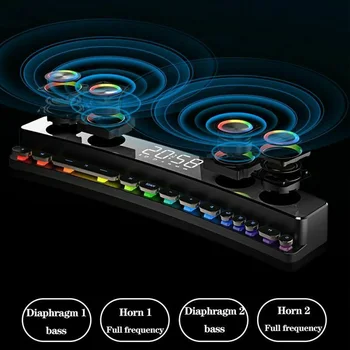 Compatibil Bluetooth Wireless Joc de Boxe Soundbar 3D Stereo Subwoofer AUX FM Acasă Ceas Interior, Bar de Sunet de Calculator Difuzor