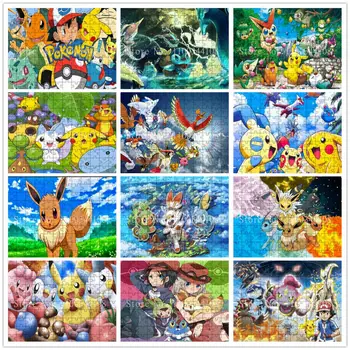 Puzzle Pokemon Pikachu 300/500/1000 Piese de Decompresie Jucărie pentru Copii de Desene animate Puzzle-uri Educaționale pentru Copii, Adulți Cadou
