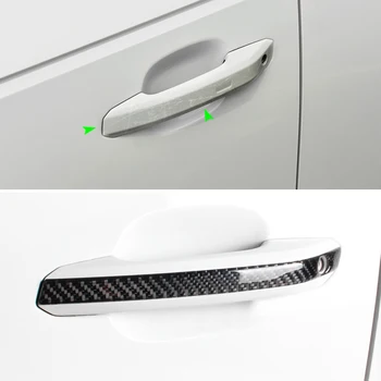 Masina Fibra de Carbon Mânerului Exterior al Portierei Trageți Capacul Autocolant Garnitura Pentru Audi A4 B9 A4L 2017 2018