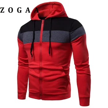 ZOGAA 2021 Nouă Bărbați de Culoare Bloc Hoodie de Bumbac cu Maneci Lungi Rotunde Lega Capota Pulover Barbati Sport Personalizate Streetwear