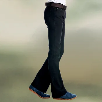 Moda De Înaltă Calitate Pentru Bărbați Blugi Pantaloni Negri Slim Elastic Micro Corn Pantaloni Denim