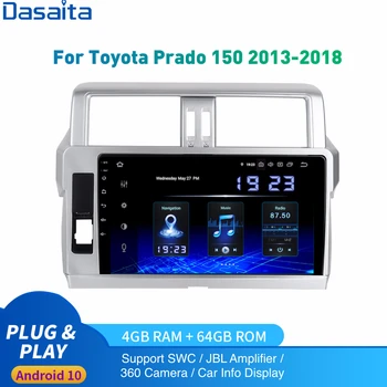 Android 10.0 Auto Radio 1 Din Pentru Toyota Prado Multimedia 2013 - 2018 Teren Cruiser12Din DSP HD IPS cu 1280*720 Carplay 4Gb+64Gb