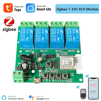 Tuya Zigbee3.0 Smart Switch Module 10A 4CH Relee RF433 Primi Lucra Cu Alexa Google Asistent Inteligent de Viață APP Control de la Distanță