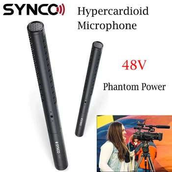 Synco Mic-D1 Difuzare Microfon zgomote mici Hyper-cardioid microfon Shotgun 48V phantom power pentru DSLR Difuzare, camere Video,Youtube